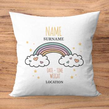 Newborn Rainbow Personalised Cushion Square