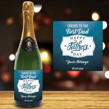 Any Message Happy Father's Day Blue Personalised Champagne