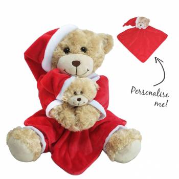 Personalised Christmas Bedtime Bear with Comforter