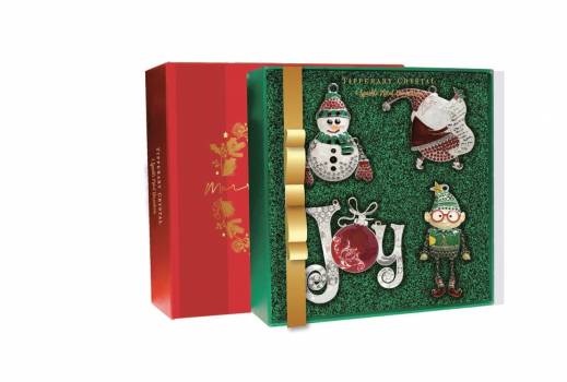 Tipperary Sparkle Christmas Decorations Green Insert Set of 4