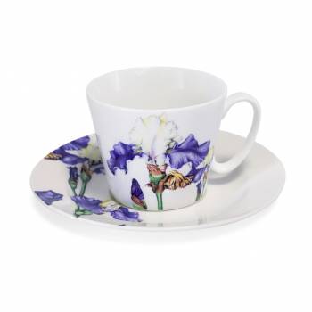 Tipperary Botanical Studio Set of 2 Cups & Saucers Rose & Iris