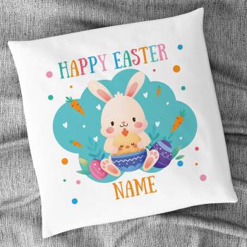Happy Easter Any Name Bunny And Chick Personalised Cushion Square