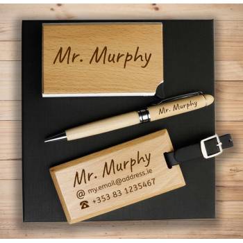 Personalised Executive Travel Set with Pen, Luggage Tag & Card Holder