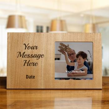 Any Message Wide Wooden Photo Frame - Engraved