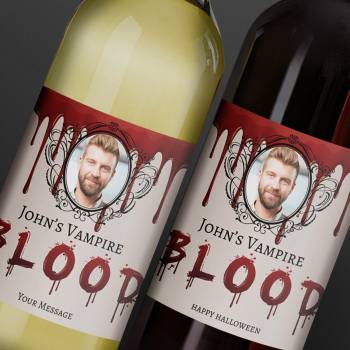 Any Photo And Name's Vampire Blood - Halloween Personalised Wine