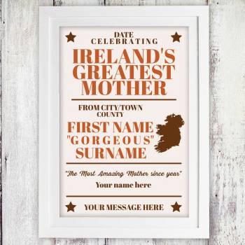 Ireland's Greatest Mother Personalised Poster