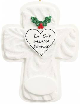 Personalised Ornament - In Our Hearts Forever Cross