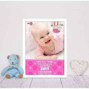 Baby Arrival - Pink - Personalised Poster