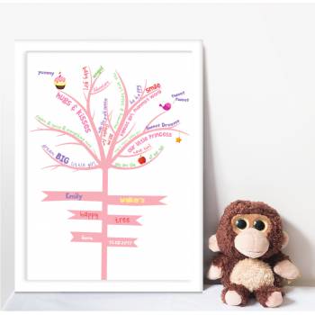 Happy Tree - Pink - Personalised Poster