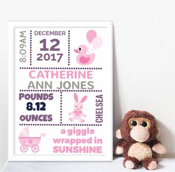 Sunshine Baby Personalised Poster