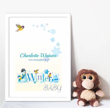 Winter Baby Baby Personalised Poster