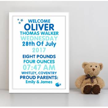 Proud Parents Boy Personalised Poster