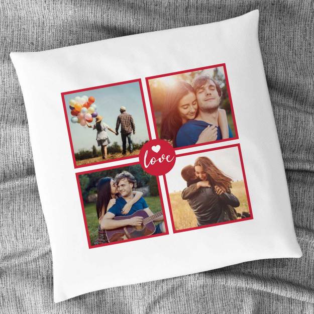 Any 4 Photo Love Personalised Square Cushion