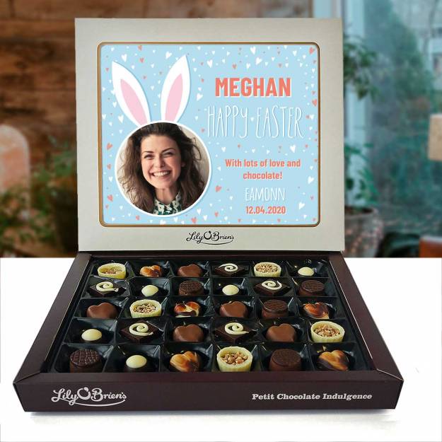 Easter Bunny Ears Photo Personalised Chocolate Box 290g
