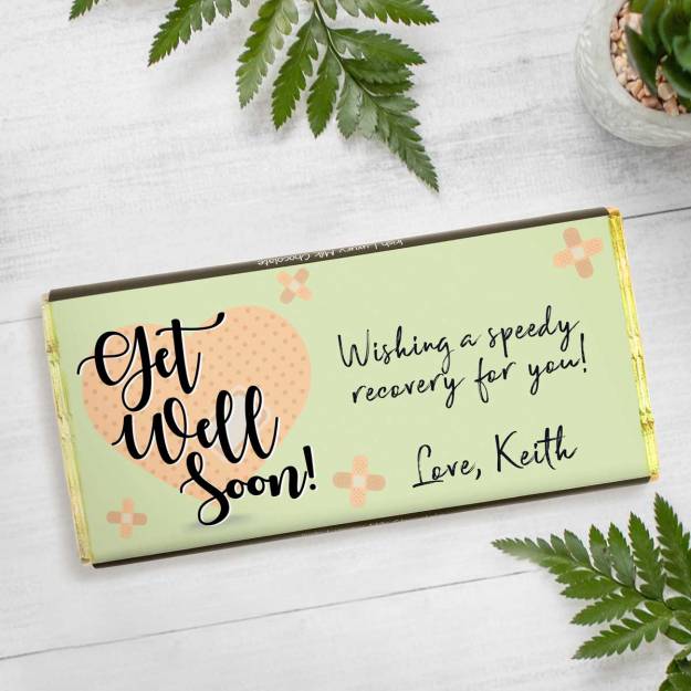 Get Well Soon Heart Personalised Chocolate Bar