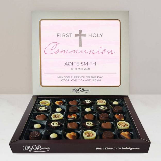 First Holy Communion Cross - Personalised Chocolate Box 290g