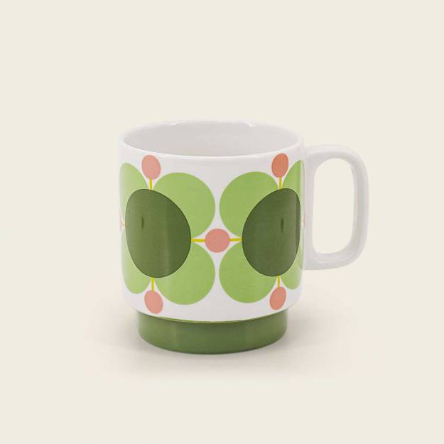 Orla Kiely Atomic Flower Bubblegum/Basil Set of 2 Mugs