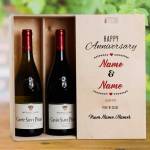 Happy Anniversary Personalised Wooden Double Wine Box