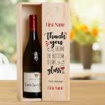 Thank You From The Bottom Of My Glass Personalised Wooden Single Wine Box