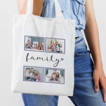 Any 4 Photos Family Personalised Tote Bag