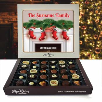 The Surname Family Fireplace Socks Personalised Chocolate Box 290g