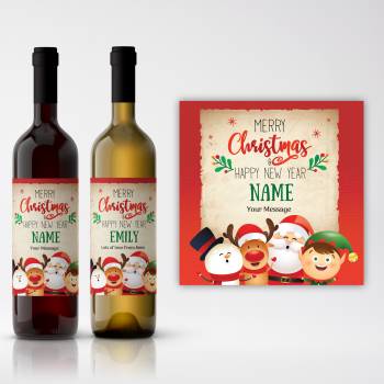 Merry Christmas And Happy New Year Santa's Friends Personalised Wine