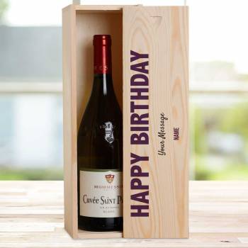 Happy Birthday Any Message - Personalised Wooden Single Wine Box
