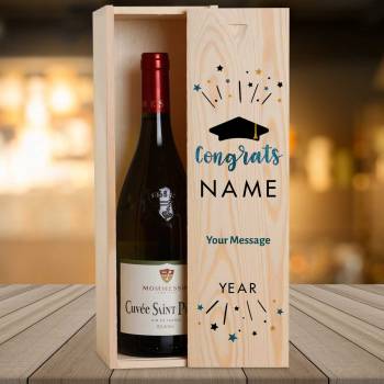 Congrats Graduation - Personalised Wooden Single Wine Box
