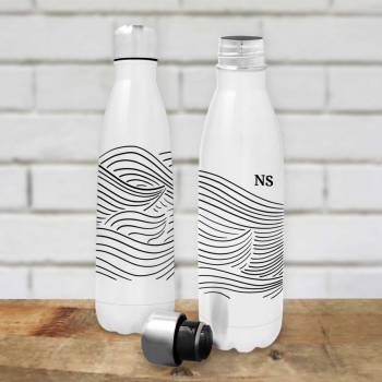 Any Initials Waves Design - Personalised Bottle / Flask
