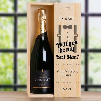 Will You Be My Best Man? Suit - Personalised Single Champagne Box