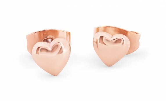 Tipperary Rose Gold Heart 8mm Stud Earrings