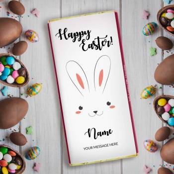 Happy Easter Bunny Face Any Name And Message Personalised Chocolate Bar