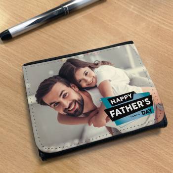 Happy Father's Day Any Photo Wallet - Black