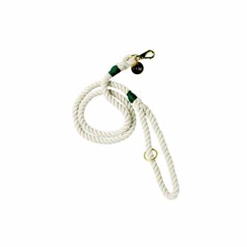 Durable Braided Rope Leash With Brushed Gold Carabiner And Tag