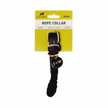Rope & Pu Dog Collar - Navy