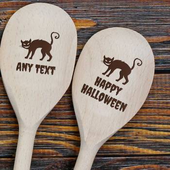 Halloween Magic Spoon Cat - Personalised Wooden Spoon