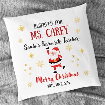 Santa's Favourite Teacher Personalised Christmas Cushion Square