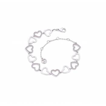 Tipperary Crystal Open Hearts Bracelet - Silver