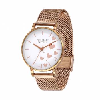 Tipperary Crystal Love Hearts Rose Gold Watch
