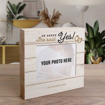 He Asked, She Said Yes - Wooden Photo Blocks