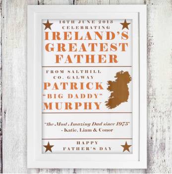 Ireland's Greatest Father Personalised Poster