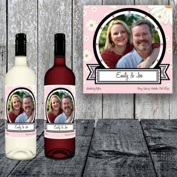Hearts & Daisies Photo Personalised Wine