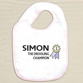 Drooling Champion Baby Bib Personalised