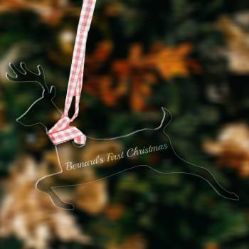 Reindeer Clear Personalised Hanging Decoration