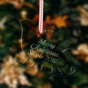 Sleigh Clear Personalised Hanging Decoration