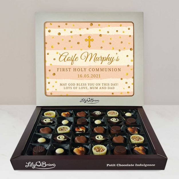 Name's First Holy Communion Confetti Colours - Personalised Chocolate Box 290g