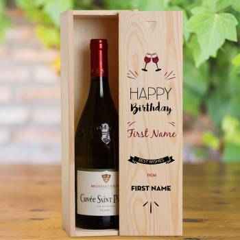 Best Wishes Birthday Personalised Wooden Single Wine Box
