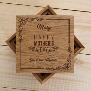 Four-Sided Photo Keepsake Box - Personalised Happy Mothers Day Roses