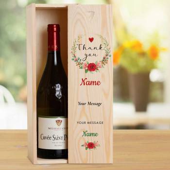 Many Thanks Flowers Personalised Wooden Single Wine Box