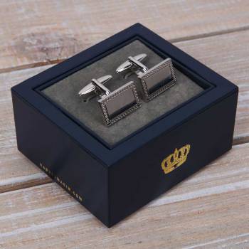 Harvey Makin Rhodium Cufflinks - Engraved With Your Initials
